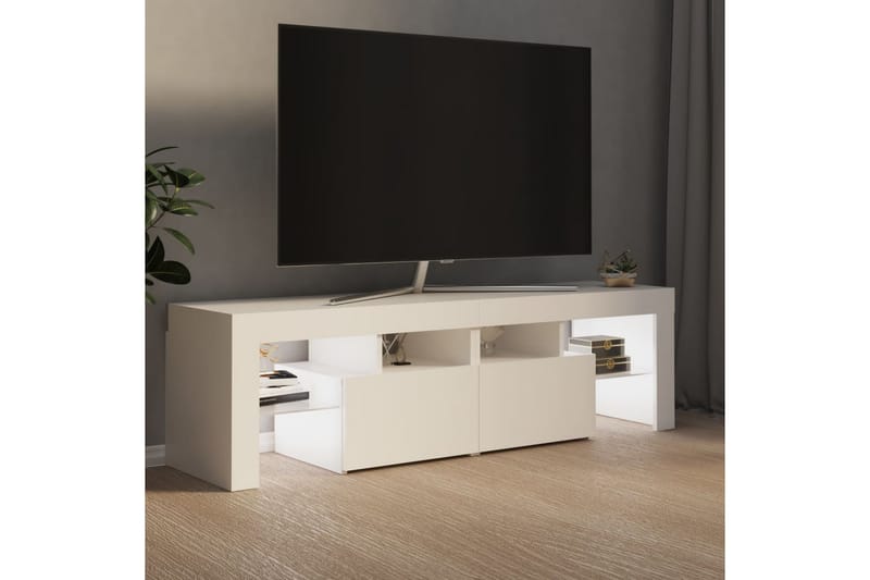 TV-benk med LED-lys hvit 140x35x40 cm - Hvit - TV benk & mediabenk