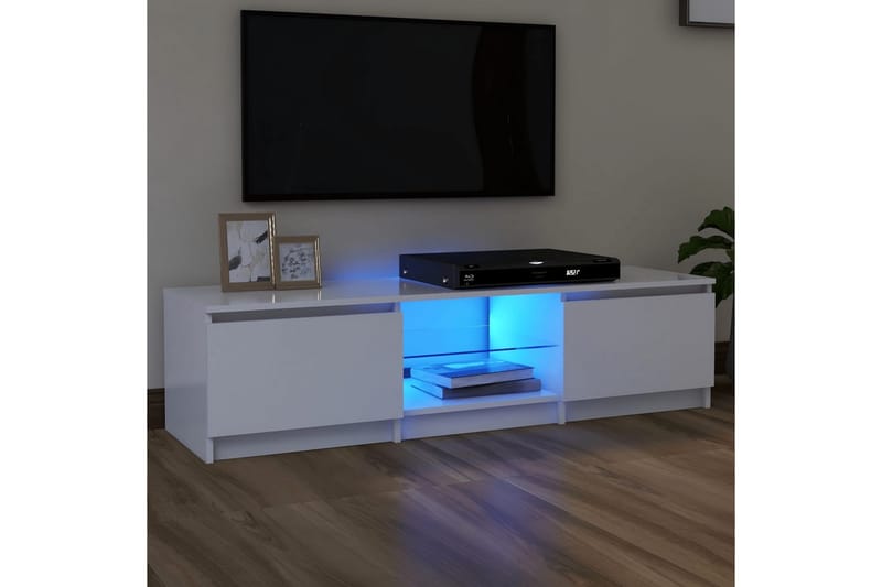 TV-benk med LED-lys hvit 140x40x35,5 cm - Hvit - TV benk & mediabenk