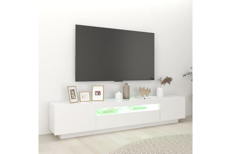 TV-benk med LED-lys hvit 200x35x40 cm - Hvit - TV benk & mediabenk