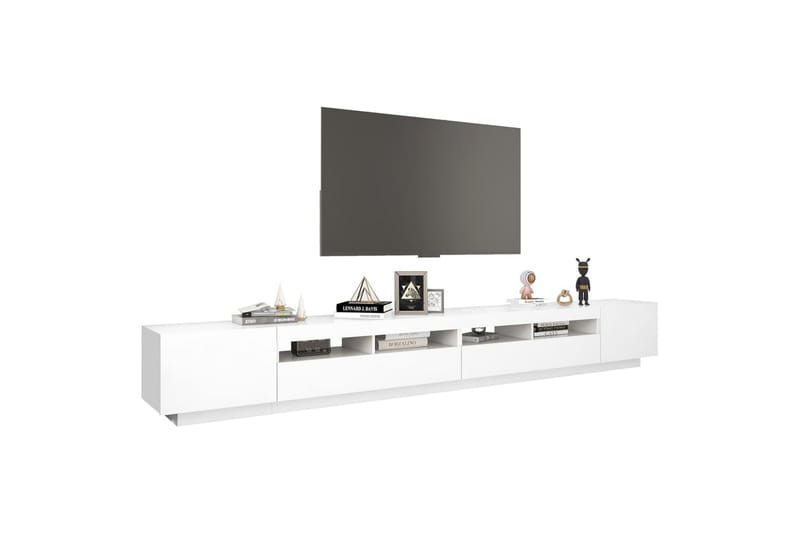 TV-benk med LED-lys hvit 300x35x40 cm - Hvit - TV benk & mediabenk