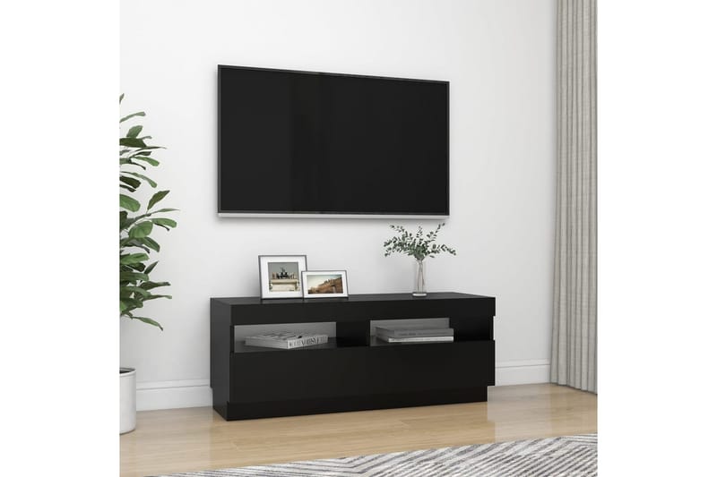 TV-benk med LED-lys svart 100x35x40 cm - Svart - TV benk & mediabenk