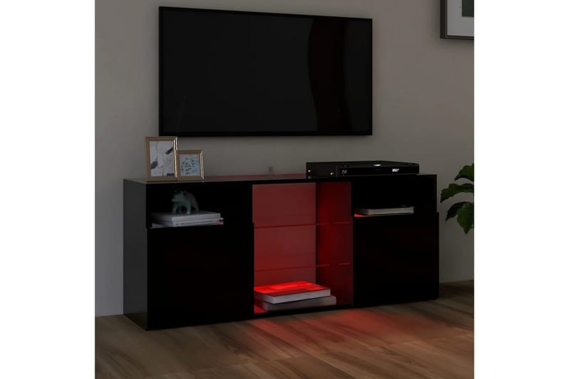 TV-benk med LED-lys svart 120x30x50 cm - Svart - TV benk & mediabenk