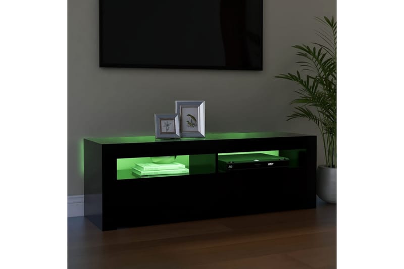 TV-benk med LED-lys svart 120x35x40 cm - Svart - TV benk & mediabenk
