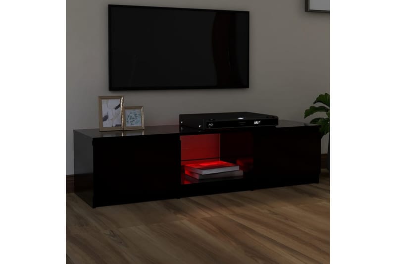 TV-benk med LED-lys svart 140x40x35,5 cm - Svart - TV benk & mediabenk