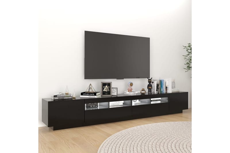 TV-benk med LED-lys svart 260x35x40 cm - Svart - TV benk & mediabenk