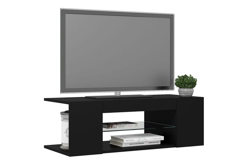 TV-benk med LED-lys svart 90x39x30 cm - Svart - TV benk & mediabenk