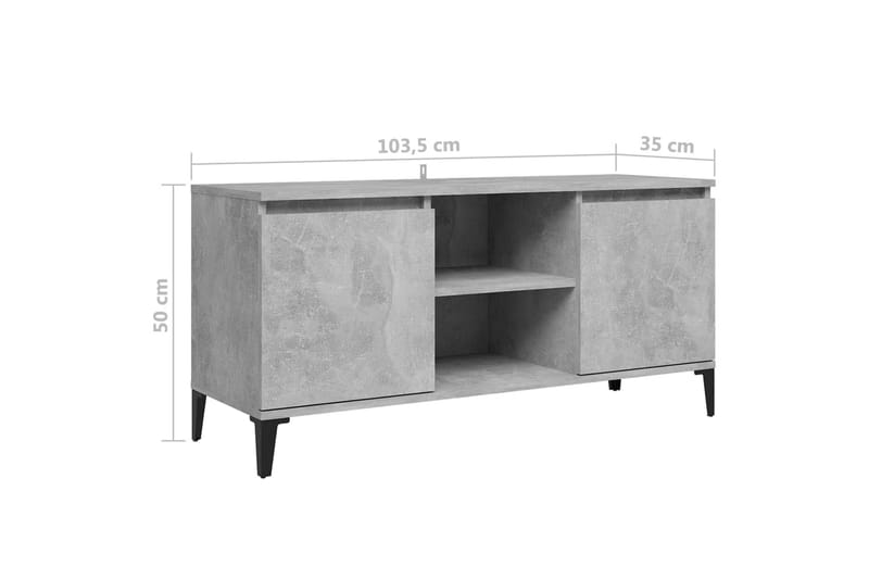 TV-benk med metallben betonggrå 103,5x35x50 cm - Grå - TV benk & mediabenk
