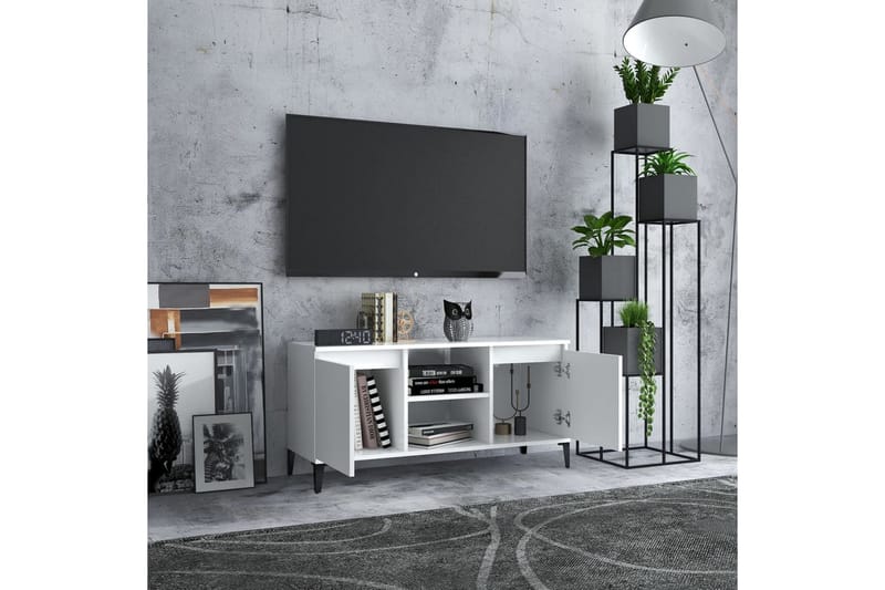 TV-benk med metallben hvit 103,5x35x50 cm - Hvit - TV benk & mediabenk
