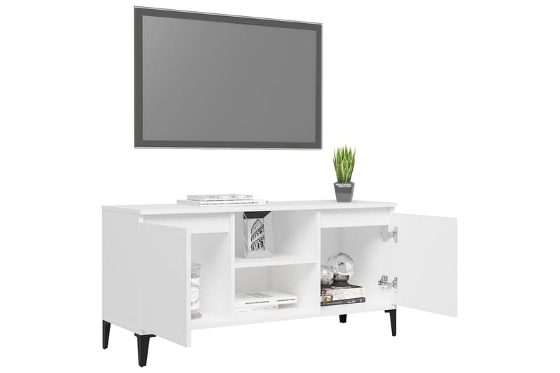 TV-benk med metallben hvit 103,5x35x50 cm - Hvit - TV benk & mediabenk