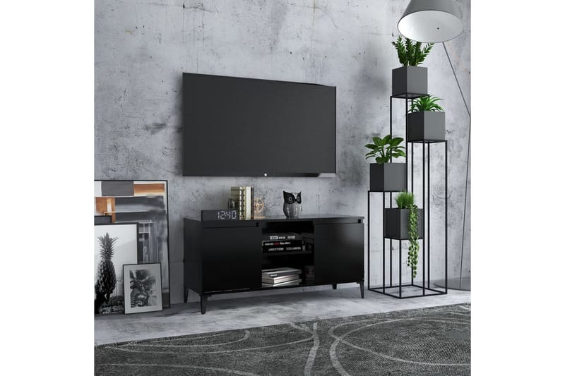 TV-benk med metallben svart 103,5x35x50 cm - Svart - TV benk & mediabenk