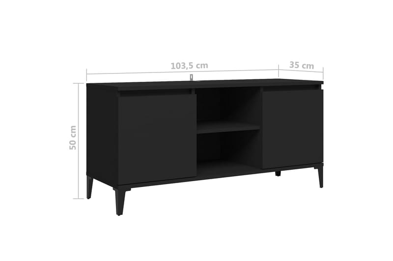 TV-benk med metallben svart 103,5x35x50 cm - Svart - TV benk & mediabenk