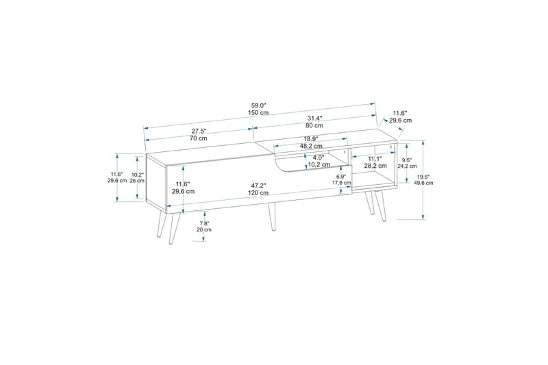 TV-benk Mul 150 cm - Brun/Antrasitt - TV benk & mediabenk