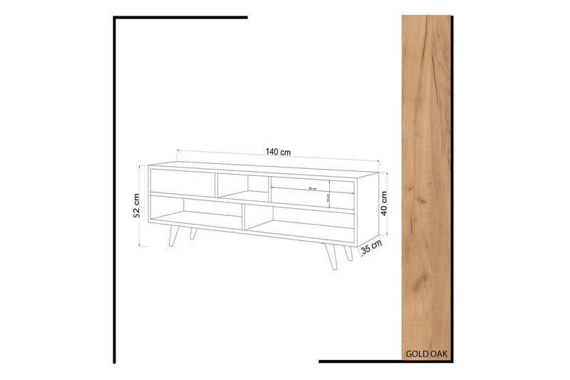 TV-benk Naidaj 140 cm - Brun/Hvit - TV benk & mediabenk