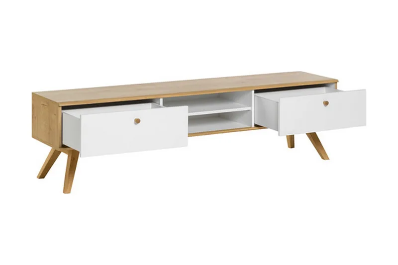 TV-benk Nature 179,5 cm Hvit/Natur - Hvit/tre/natur - Møbler - TV- & Mediamøbler - TV benk & mediabenk