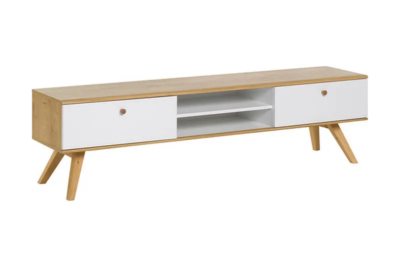 TV-benk Nature 179,5 cm Hvit/Natur, Hvit/tre/natur