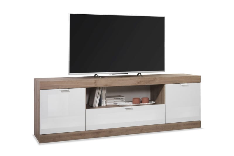 Tv-benk Nickero 180 cm - Hvit/Brun - Møbler - TV- & Mediamøbler - TV benk & mediabenk