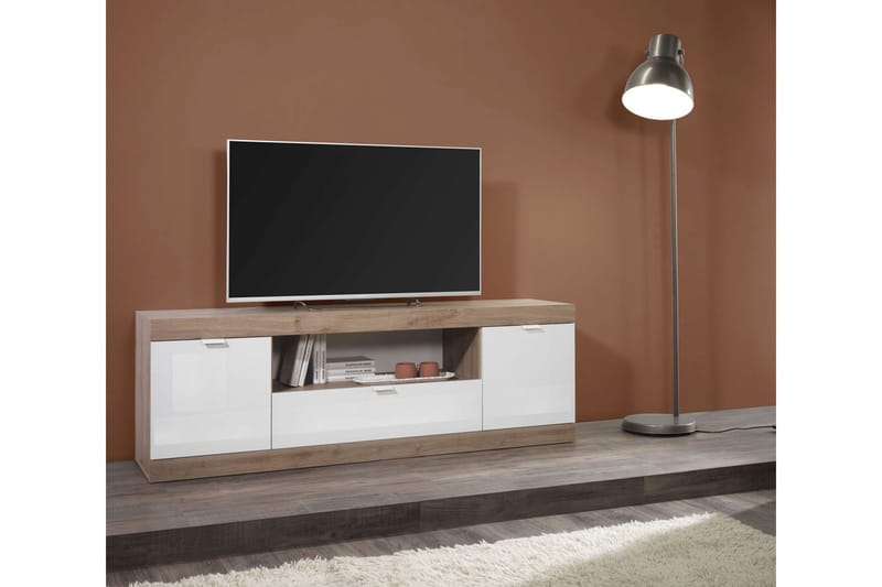 Tv-benk Nickero 180 cm - Hvit/Brun - Møbler - TV- & Mediamøbler - TV benk & mediabenk