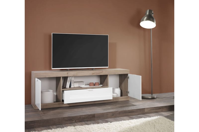 Tv-benk Nickero 180 cm - Hvit/Brun - Møbler - TV- & Mediamøbler - TV benk & mediabenk