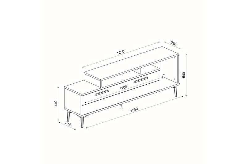 TV-benk Nivarlet 150 cm - Blå / Natur / Antrasitt - TV benk & mediabenk