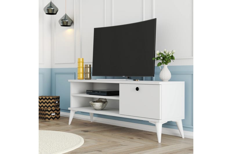 TV-benk og mediabenk Reyne TV-benk 120 cm Vit - Møbler - TV- & Mediamøbler - TV benk & mediabenk