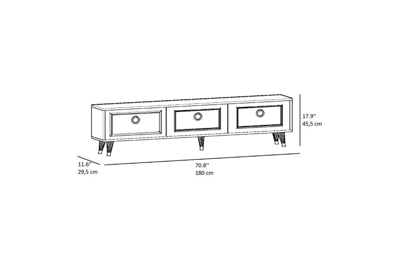 TV-benk Rame 180 cm - Gull/Hvit - TV benk & mediabenk