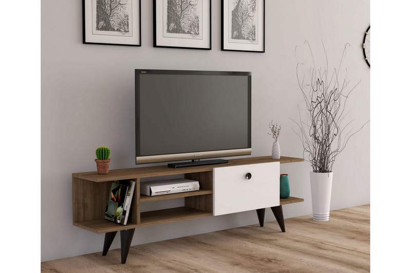 TV-benk Rechar 120 cm - Valnøtt / Hvit - TV benk & mediabenk