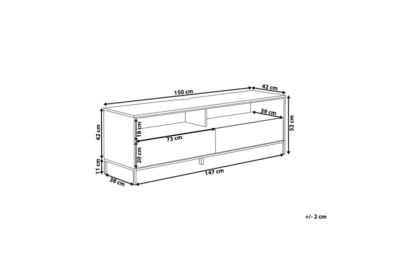 TV-Benk Rodricks 150 cm med LED - Hvit - TV benk & mediabenk