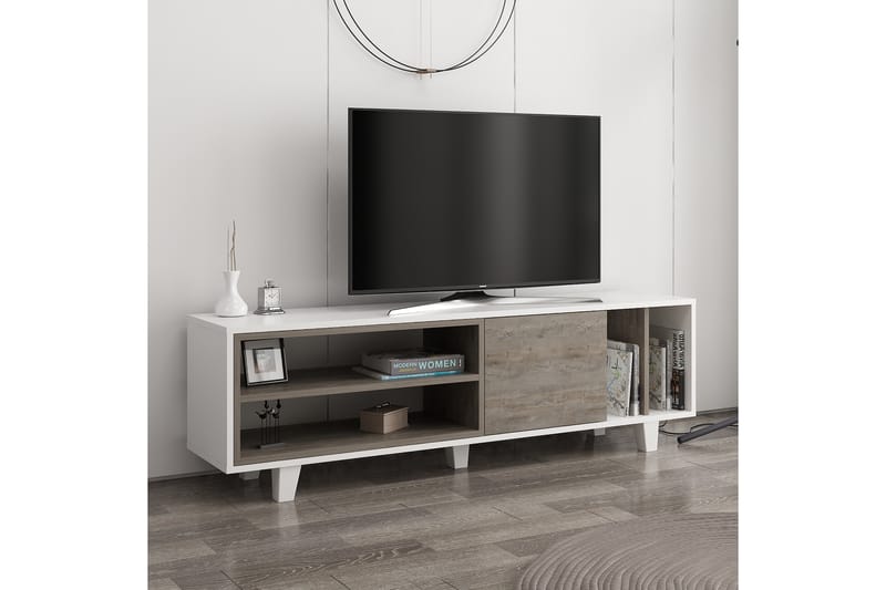 TV-benk Rosmar 160 cm - Hvit/Mørkebrun - TV benk & mediabenk