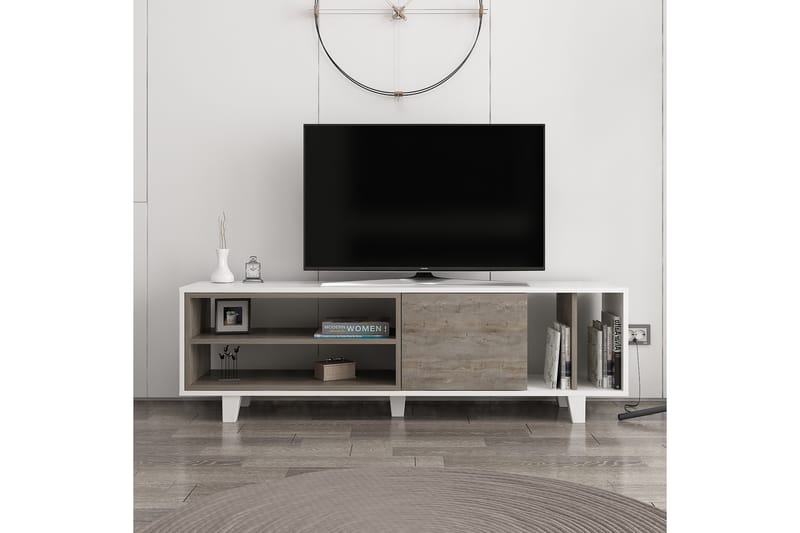 TV-benk Rosmar 160 cm - Hvit/M�ørkebrun - TV benk & mediabenk