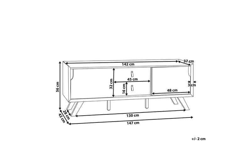 TV-Benk Sharo 147 cm - Hvit - TV benk & mediabenk