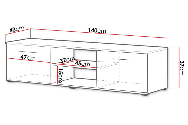 TV-benk Soho 140x43x37 cm - Svart - Møbler - TV- & Mediam�øbler - TV benk & mediabenk