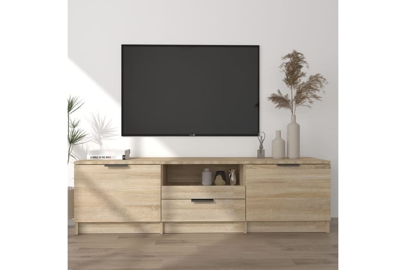 TV-benk sonoma eik 140x35x40 cm konstruert tre - Brun - TV benk & mediabenk