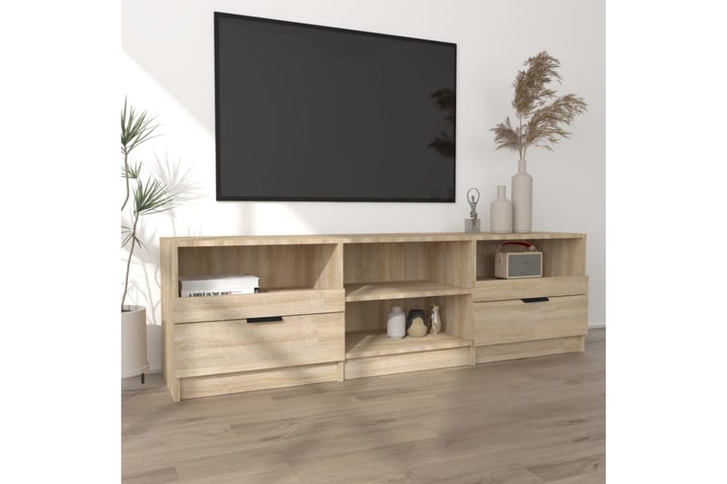 TV-benk sonoma eik 150x33,5x45 cm konstruert tre - Brun - TV benk & mediabenk