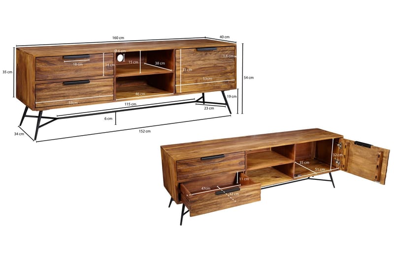 TV-Benk Stamer 160 cm - Brun - Møbler - TV- & Mediamøbler - TV benk & mediabenk