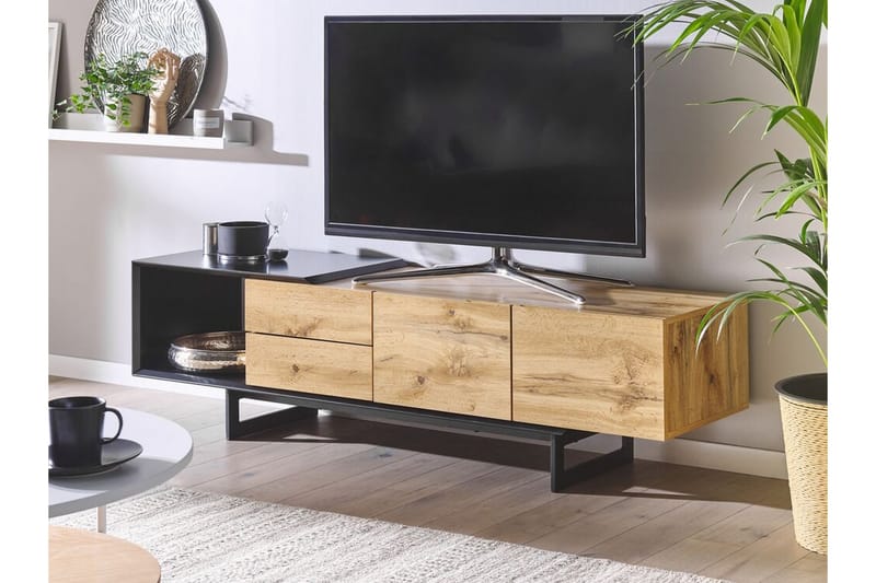 TV-benk Sticciano 160x39 cm - Lyst Tre/Svart - TV benk & mediabenk