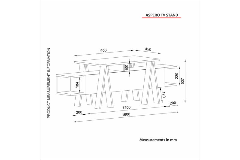 TV-Benk Sturgate 180 cm - Svart|Antrasitt - TV benk & mediabenk