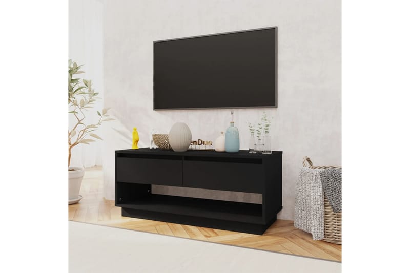 TV-benk svart 102x41x44 cm sponplate - Svart - TV benk & mediabenk