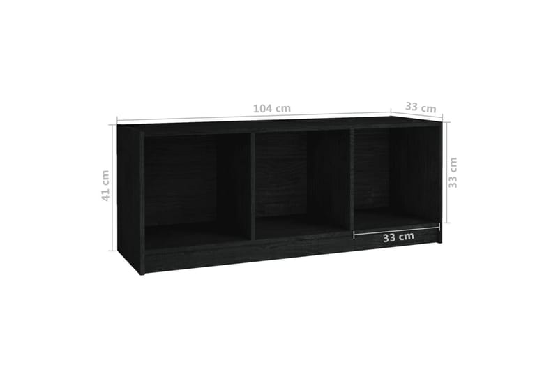 TV-benk svart 104x33x41 cm heltre furu - Svart - TV benk & mediabenk
