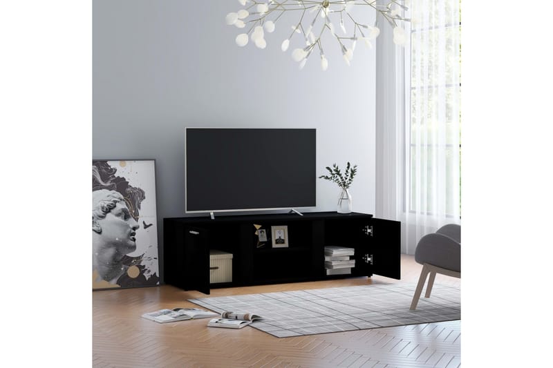 TV-benk svart 120x34x37 cm sponplate - Svart - TV benk & mediabenk
