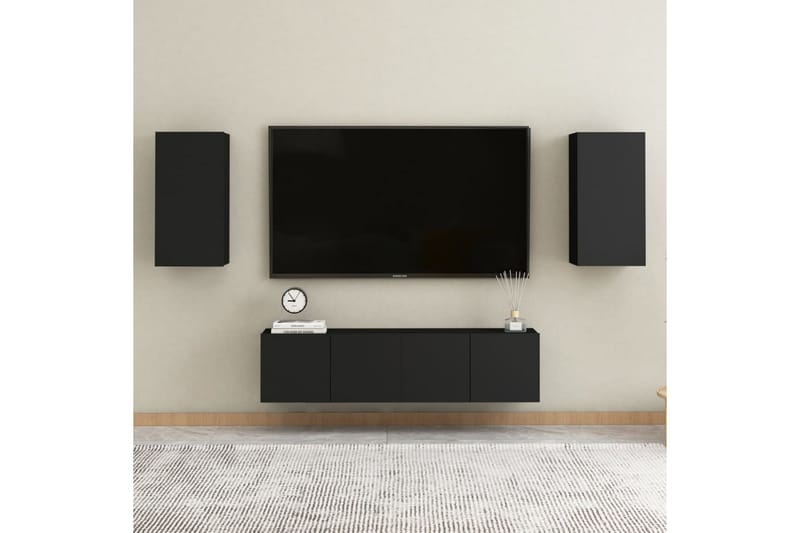 TV-benk svart 30,5x30x60 cm sponplate - Svart - TV benk & mediabenk