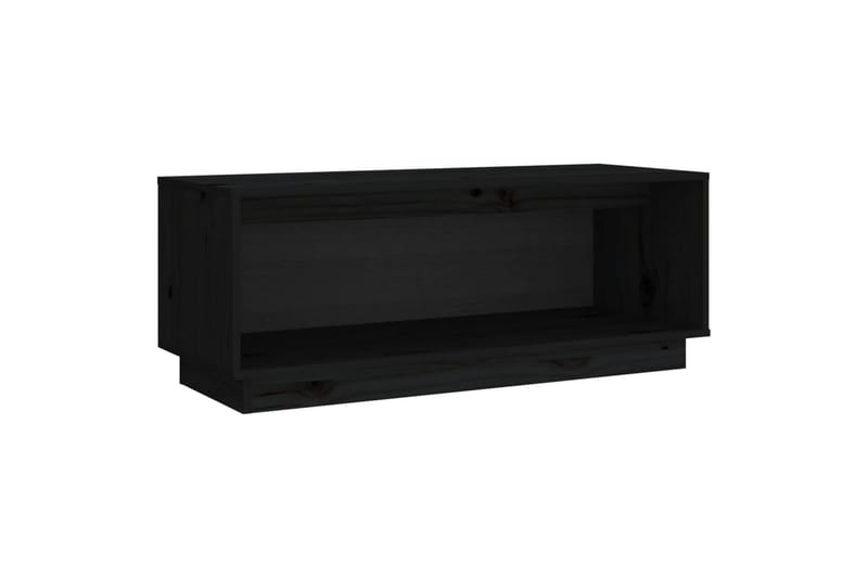 TV-benk svart 90x35x35 cm heltre furu - Svart - TV benk & mediabenk