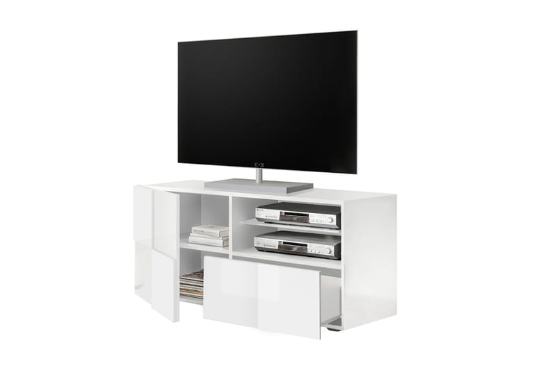 TV-benk Tabor 121 cm - Hvit Høyglanslack - Møbler - TV- & Mediamøbler - TV benk & mediabenk