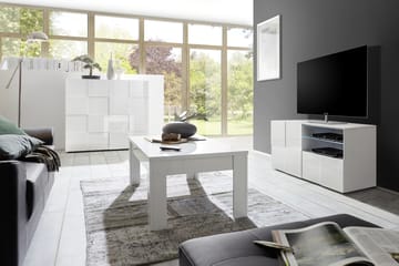 TV-benk Tabor 121 cm - Hvit Høyglanslack - Møbler - TV- & Mediamøbler - TV benk & mediabenk