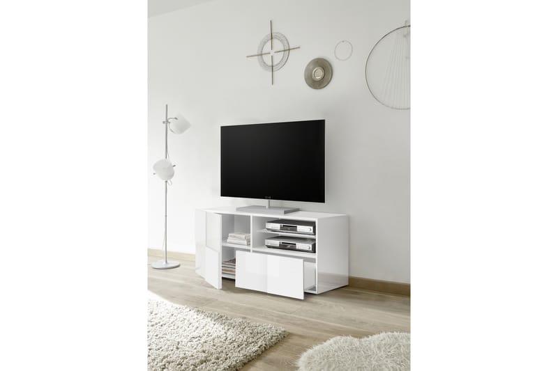 TV-benk Tabor 121 cm - Hvit Høyglanslack - Møbler - TV- & Mediamøbler - TV benk & mediabenk
