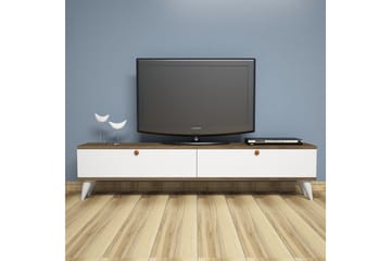 TV-Benk Tyrsberget 160 cm - Hvit|Brun - Møbler - TV- & Mediamøbler - TV benk & mediabenk