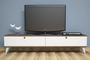 TV-Benk Tyrsberget 160 cm - Hvit|Brun - Møbler - TV- & Mediamøbler - TV benk & mediabenk