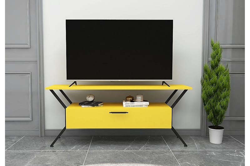 Tv-benk Urgby 124x54 cm - Gul - TV benk & mediabenk