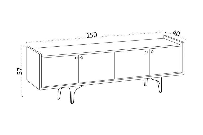 Tv-benk Urgby 150x57 cm - Hvit - TV benk & mediabenk