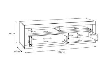 Tv-benk Uzunkop 153 cm - Grå/Hvit - Møbler - TV- & Mediamøbler - TV benk & mediabenk