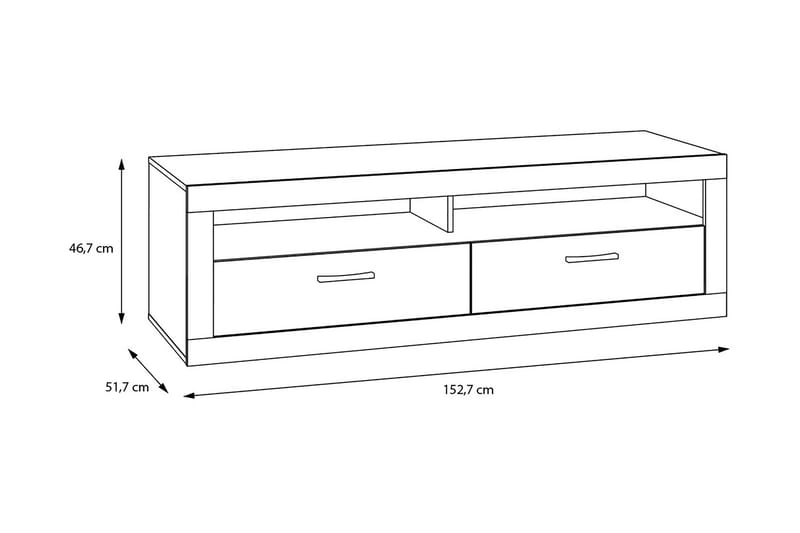 Tv-benk Uzunkop 153 cm - Grå/Hvit - TV benk & mediabenk